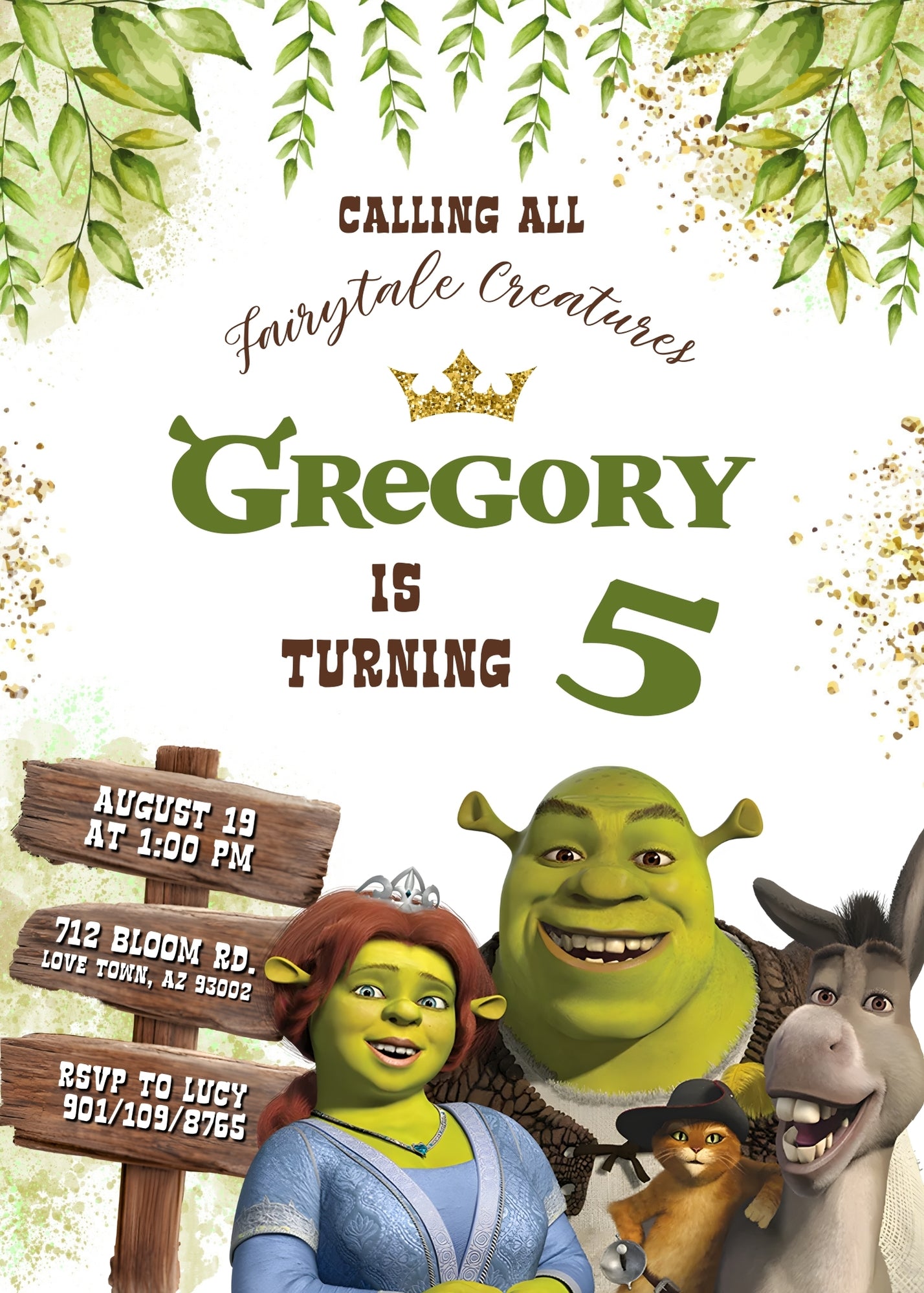 Shrek customizable invitation template | Share or Print | DP335