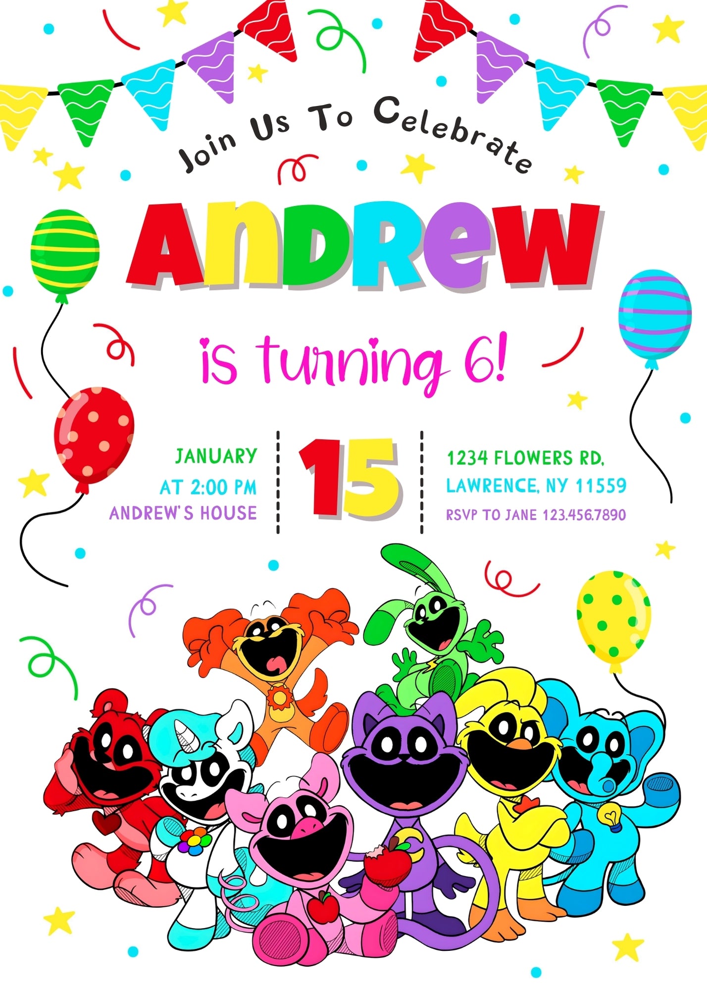 Smiling Critters customizable invitation template | Share or Print | EU306