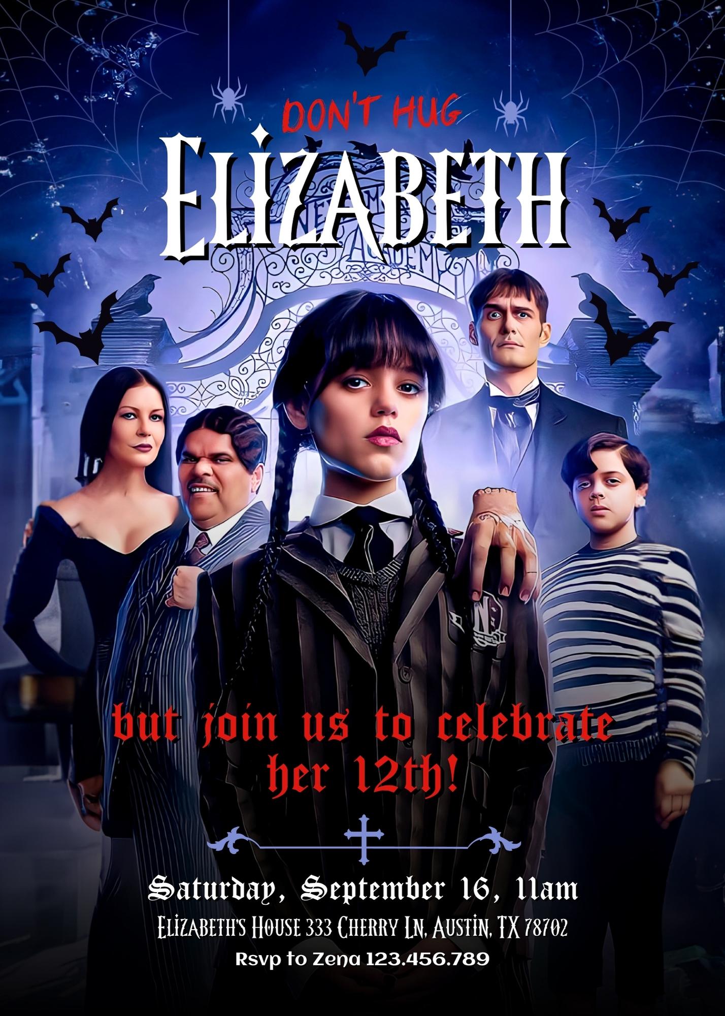 Wednesday Addams customizable invitation template | Share or Print | girl | CA828