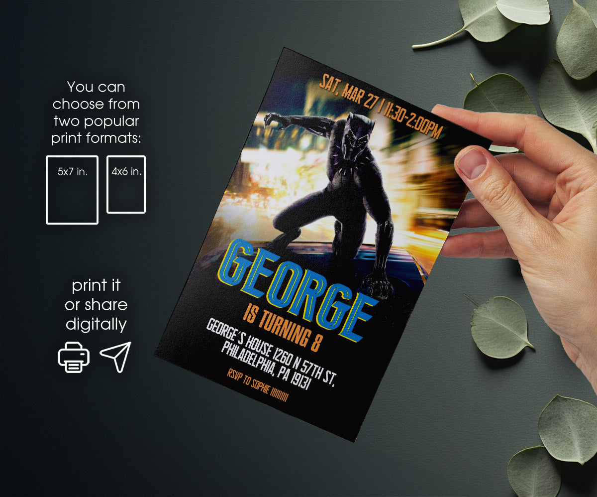 Black Panther Superhero Marvel customizable invitation template | Share or Print | boy | ZV053
