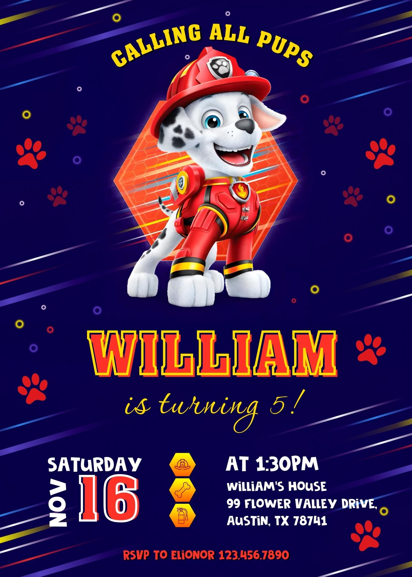 PAW Patrol customizable invitation template | Share or Print | IH341