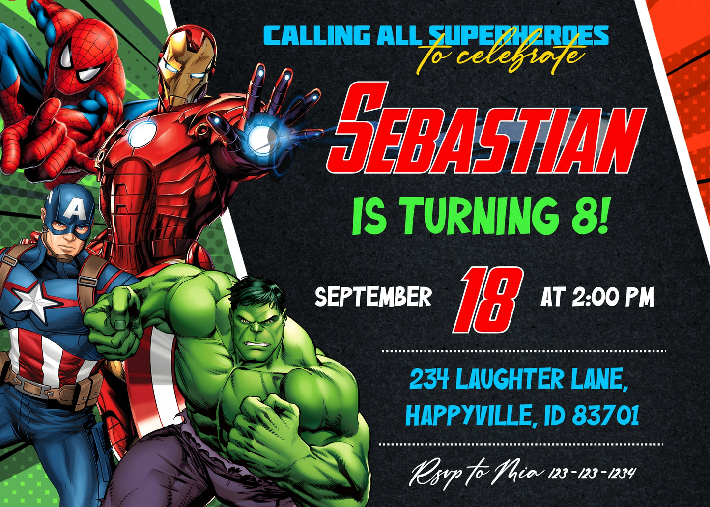 Avengers Marvel Superhero customizable invitation template | Share or Print | boy | IN868