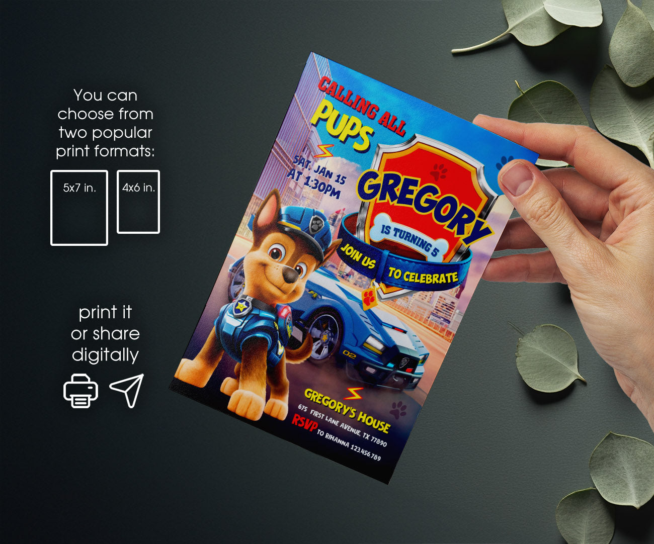 PAW Patrol customizable invitation template | Share or Print | YI642