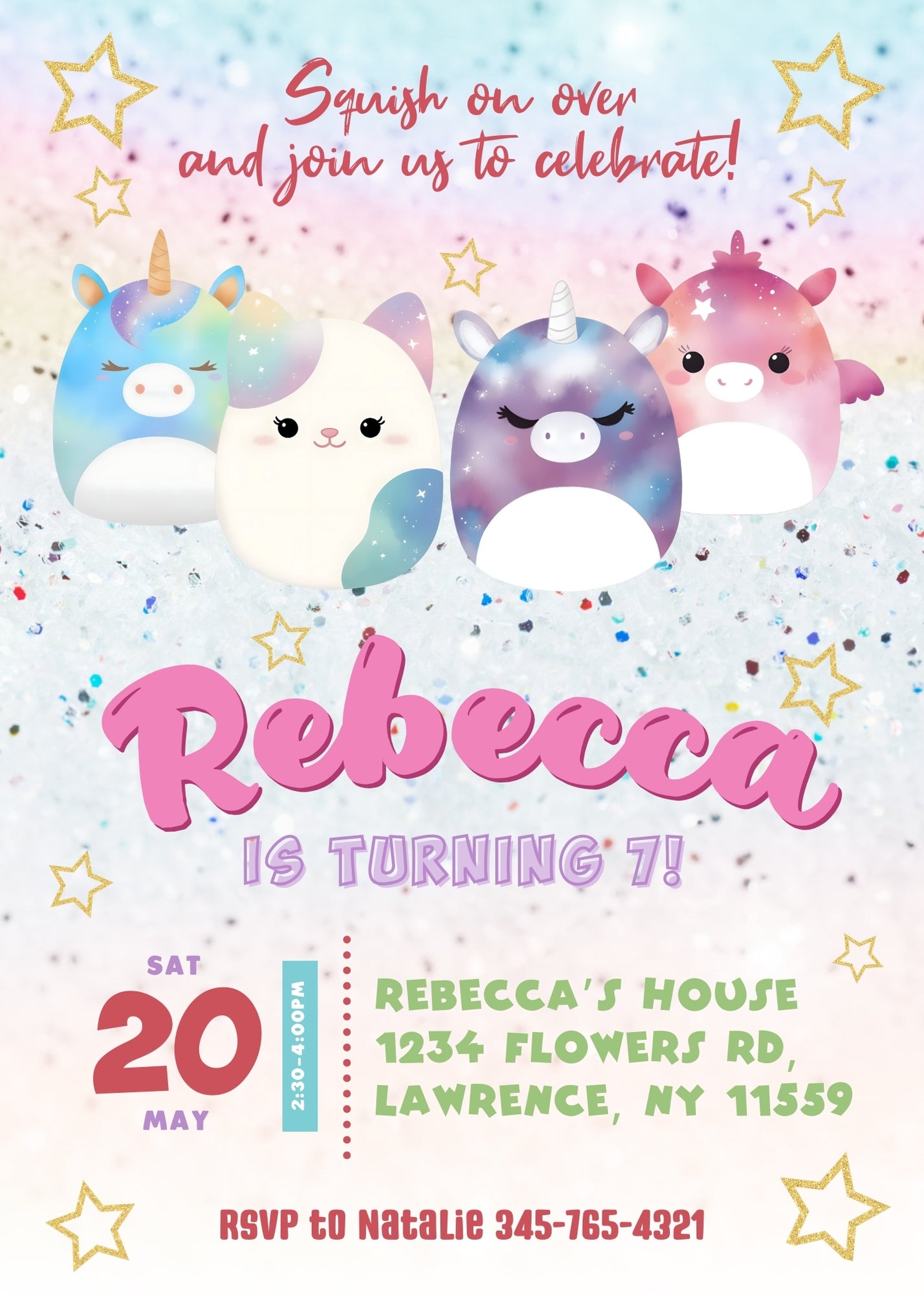 Squishmallows customizable invitation template | Share or Print | OY632