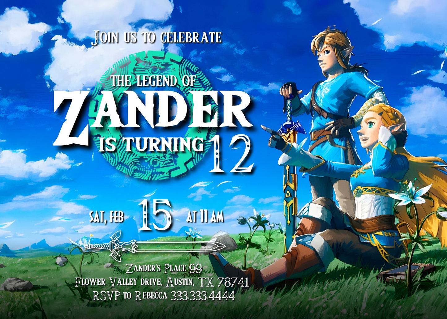 Legend of Zelda Gamer customizable invitation template | Share or Print | EW220