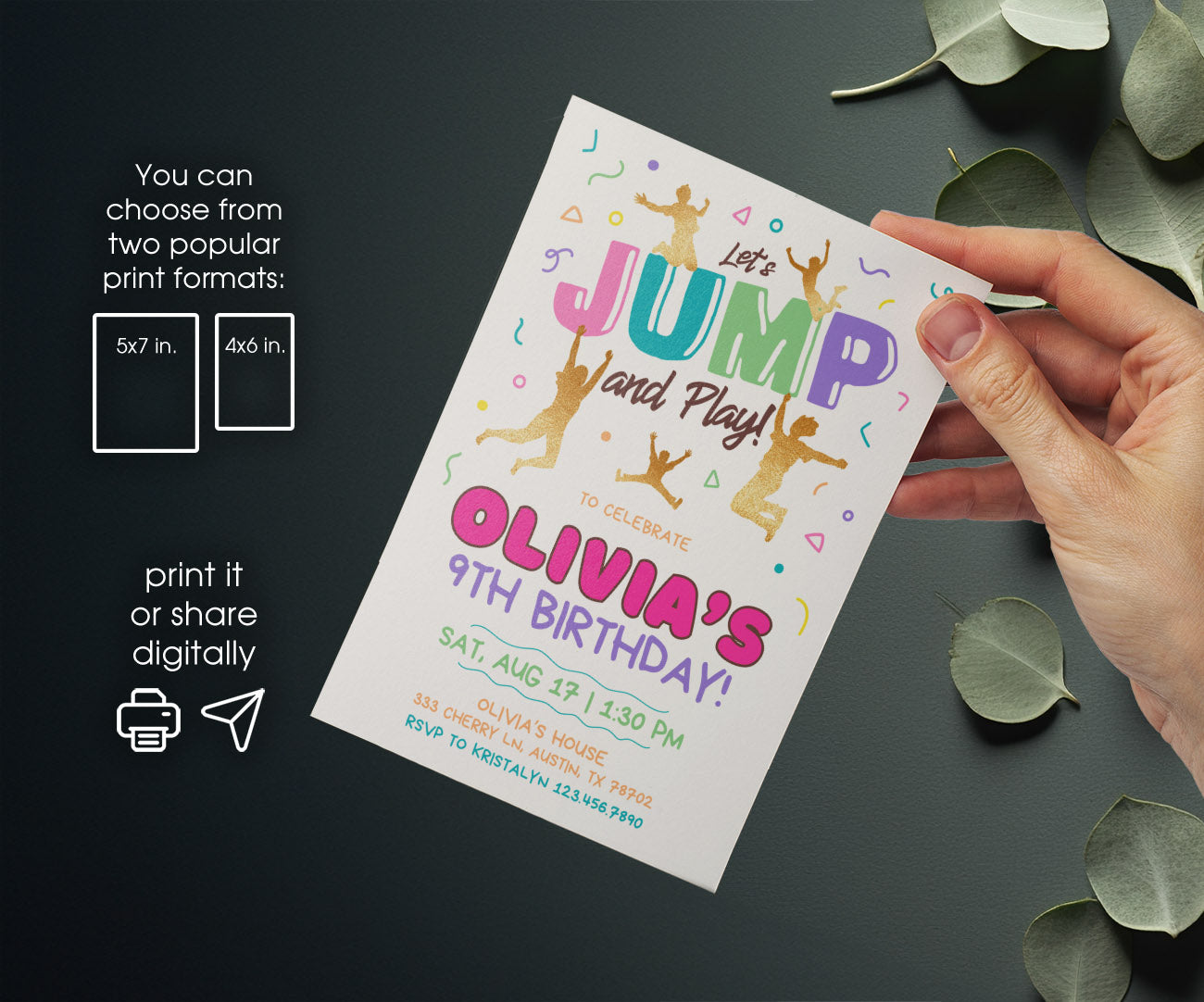 Trampoline Jump Party customizable invitation template | Share or Print | AK333