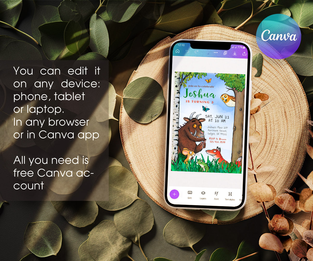 Gruffalo customizable invitation template | Share or Print | ME155