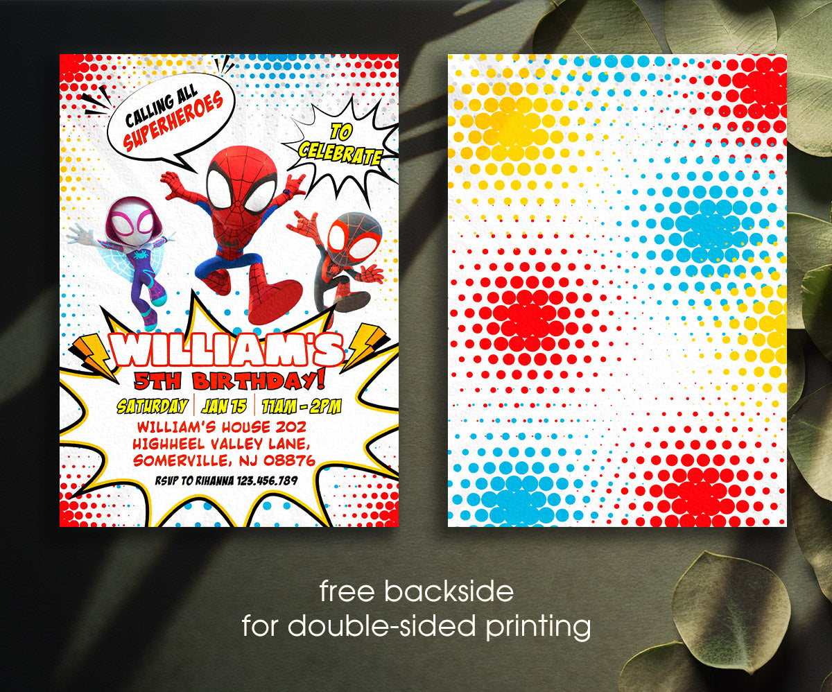 Spidey and His Amazing Friends customizable invitation template | Share or Print | boy | XE396