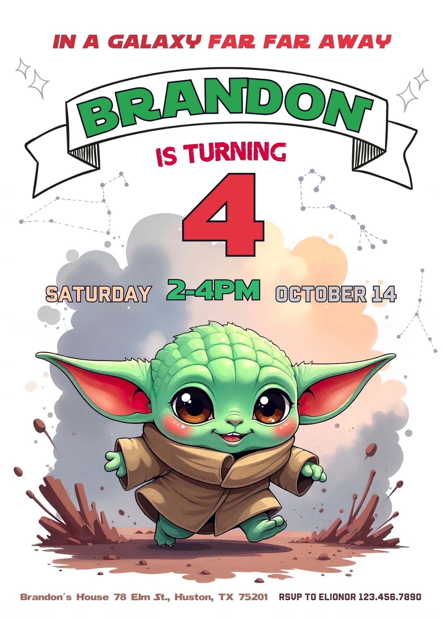 Baby Yoda Grogu Star Wars Mandalorian customizable invitation template | Share or Print | boy | IO415