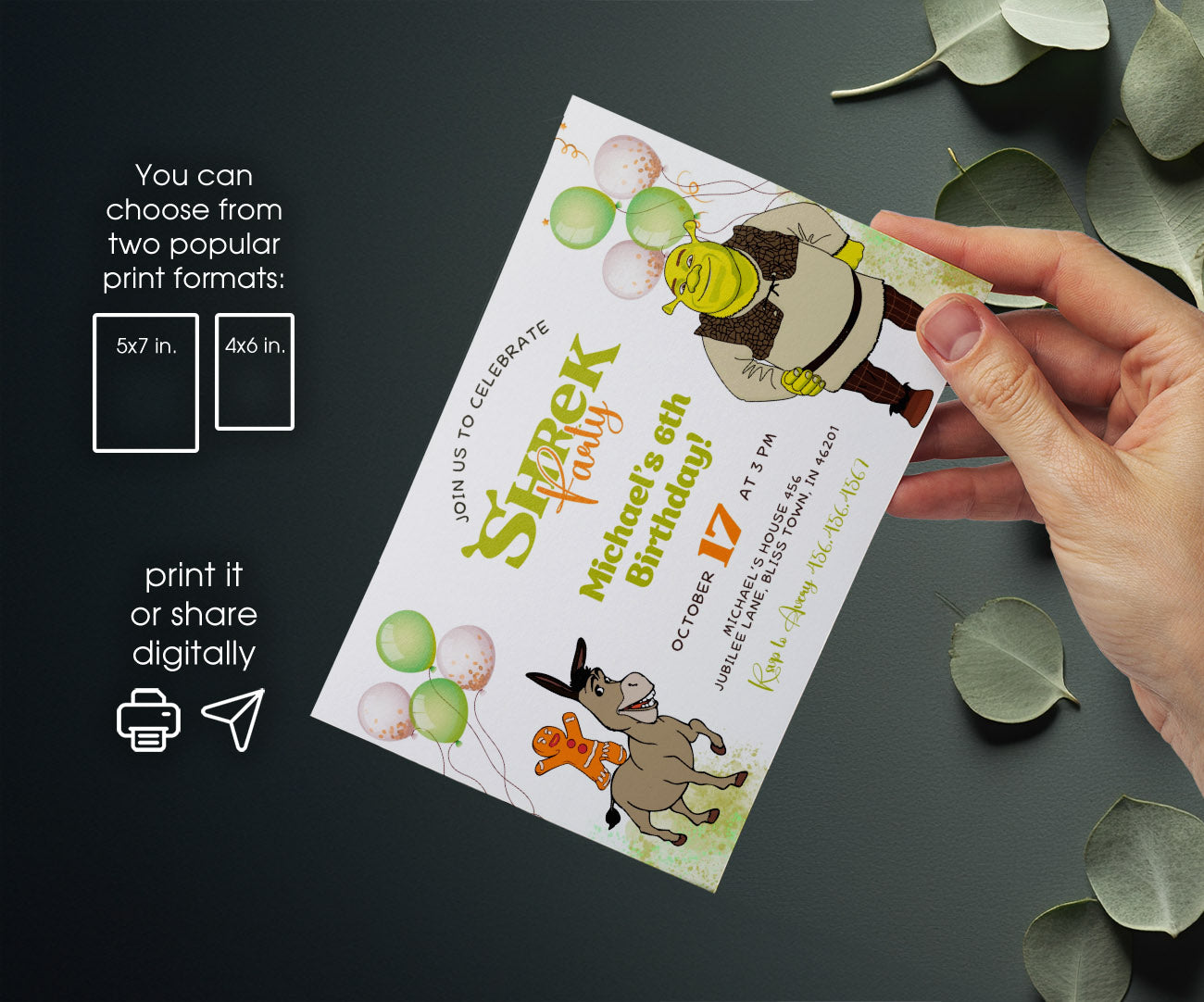 Shrek customizable invitation template | Share or Print | PY427