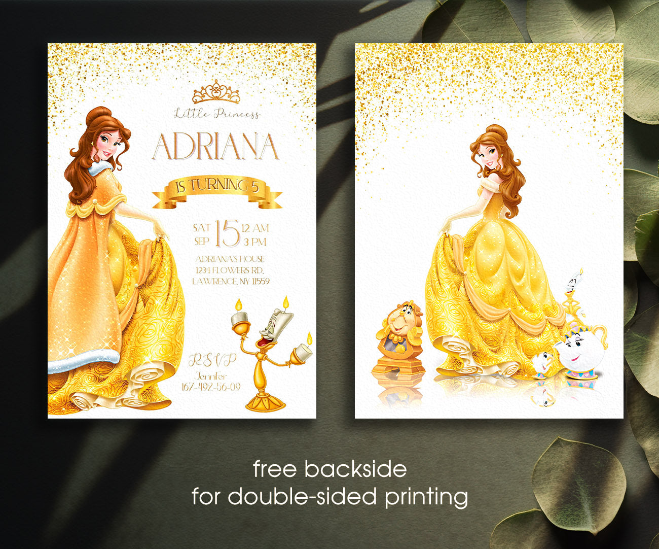 Belle Beauty And The Beast customizable invitation template | Share or Print | girl | EQ492