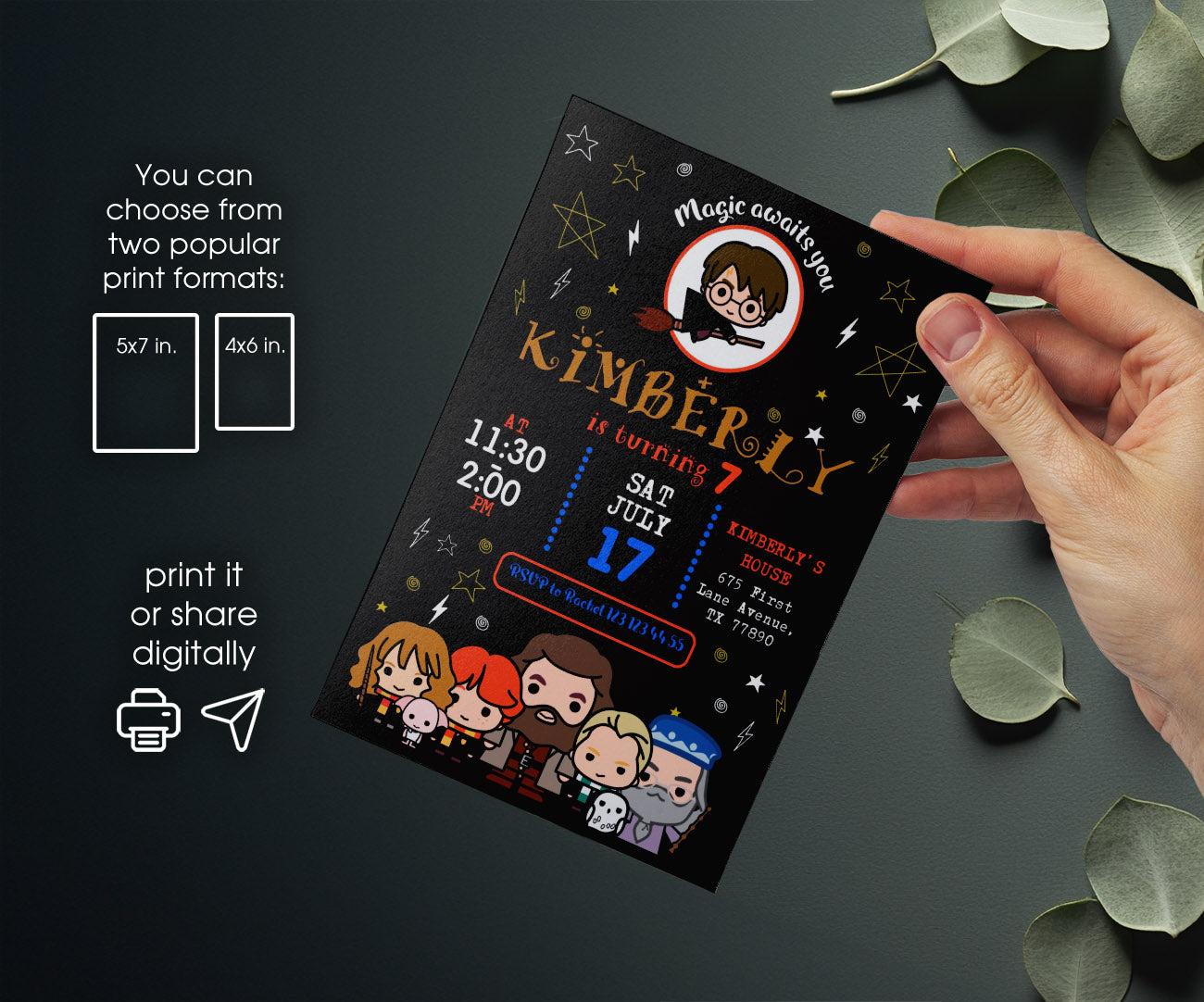 Harry Potter customizable invitation template | Share or Print | WU050