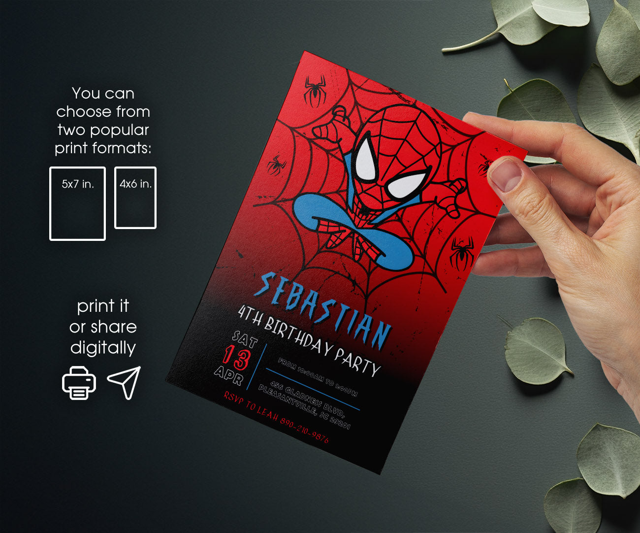Spidey and His Amazing Friends customizable invitation template | Share or Print | boy | QN548
