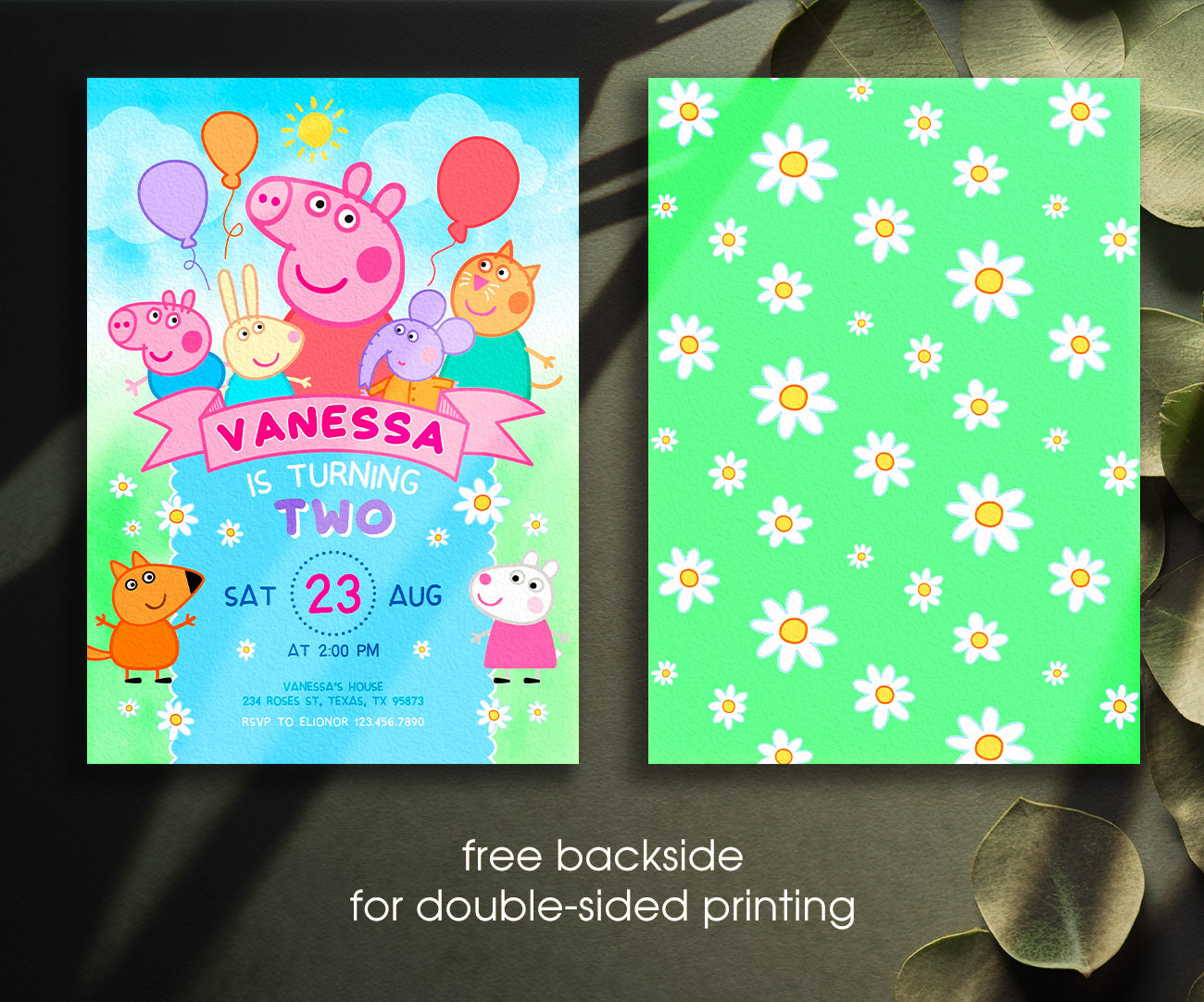 Peppa Pig customizable invitation template | Share or Print | girl | LY164
