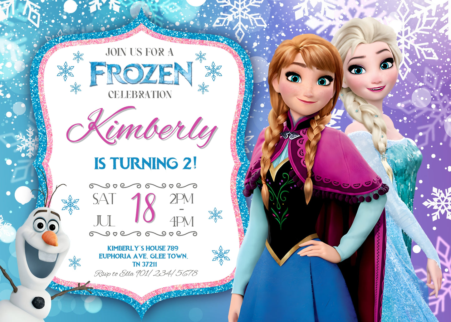 Frozen Elsa customizable invitation template | Share or Print | girl | NL950