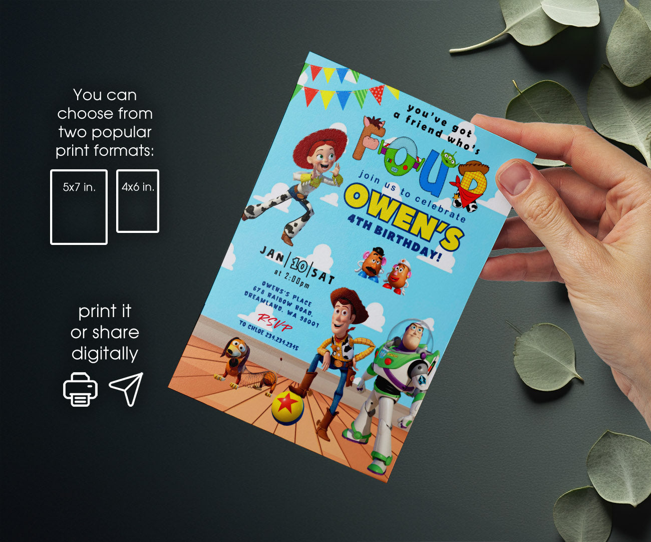 Toy Story Woody customizable invitation template | Share or Print | HY185