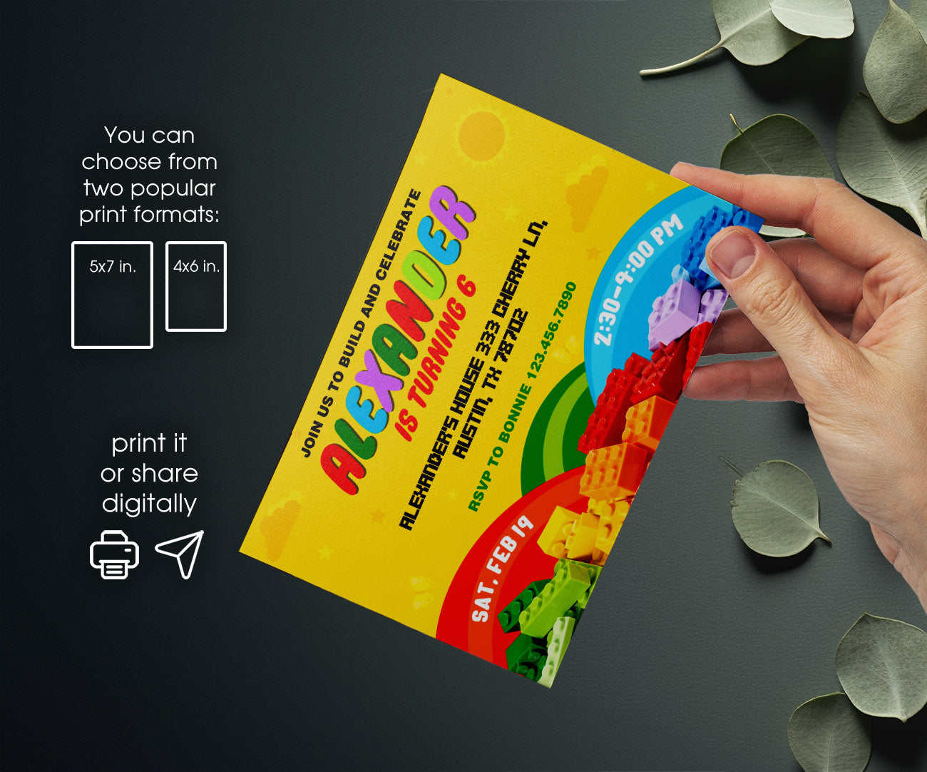 Lego customizable invitation template | Share or Print | AJ659