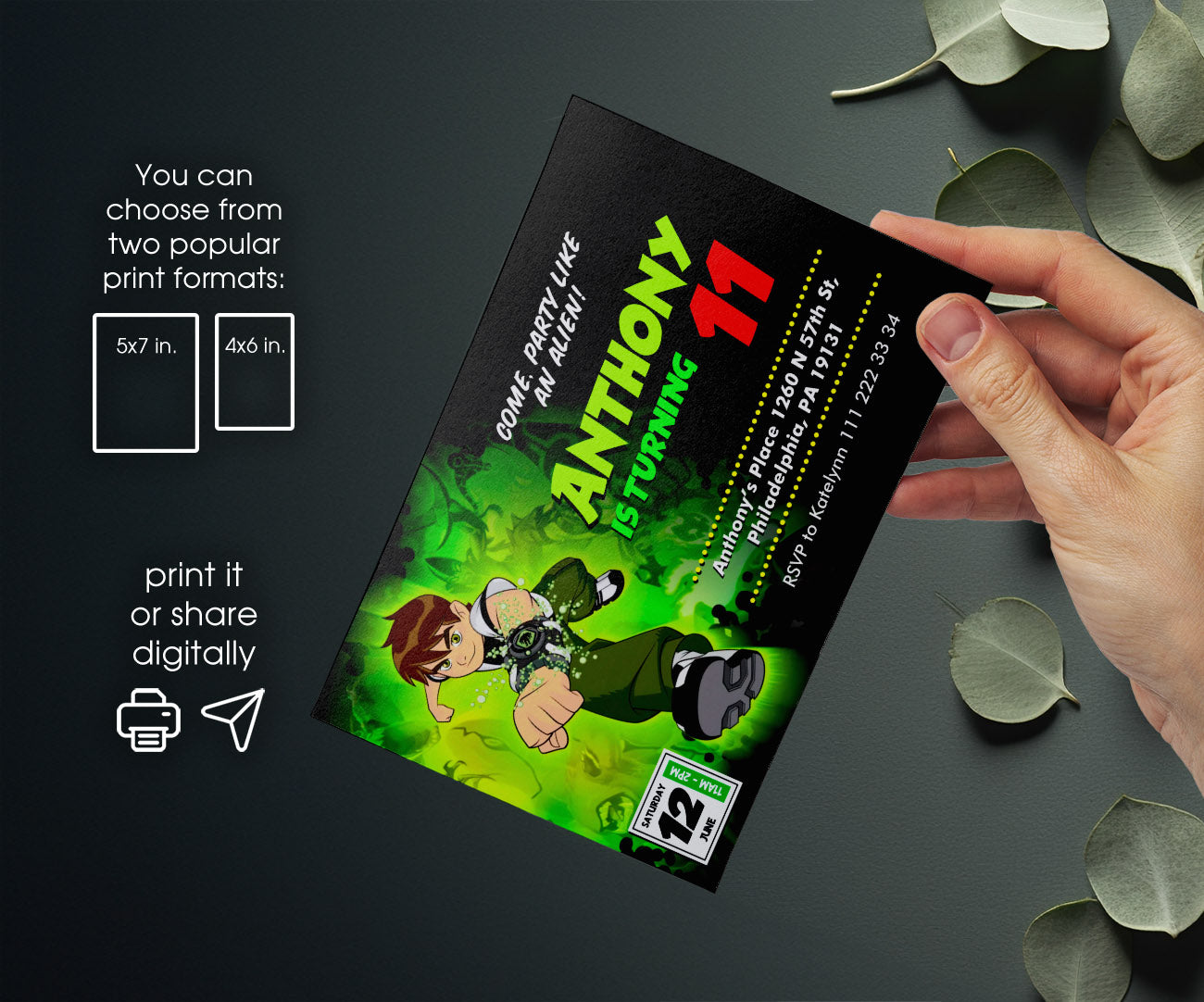 Ben 10 Alien Force customizable invitation template | Share or Print | boy | HF446