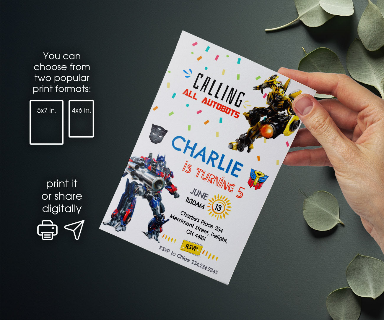 Transformers Rescue Bots customizable invitation template | Share or Print | boy | QH271