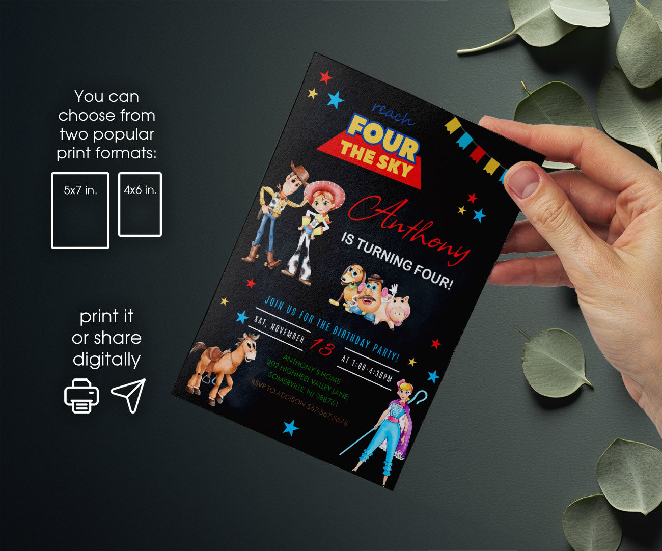 Toy Story Woody customizable invitation template | Share or Print | VN519
