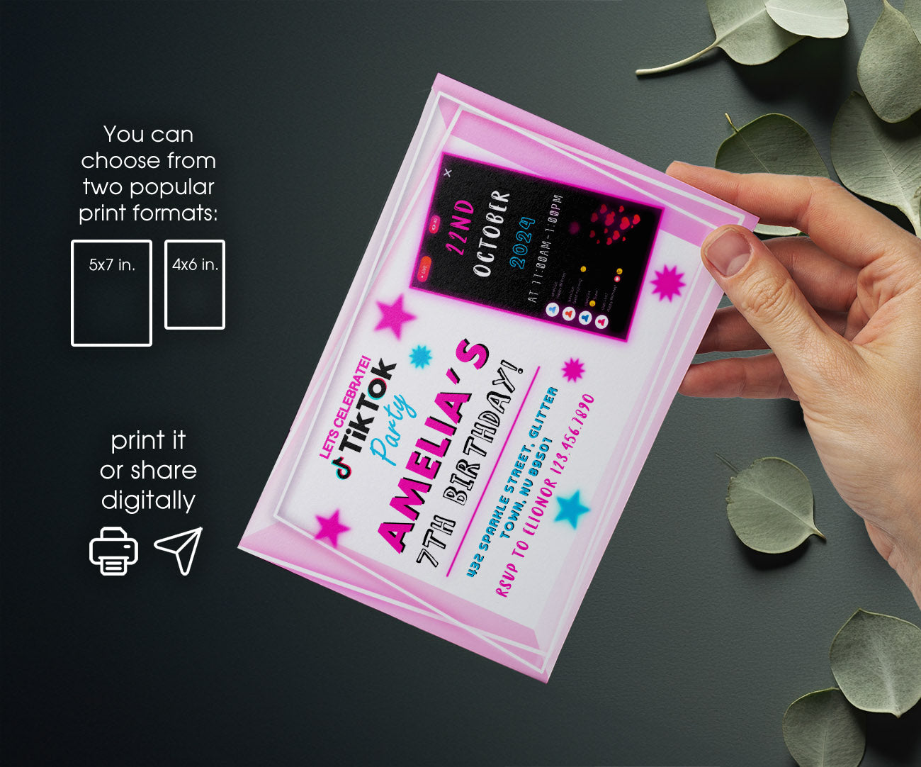 Tik Tok Party customizable invitation template | Share or Print | LW107