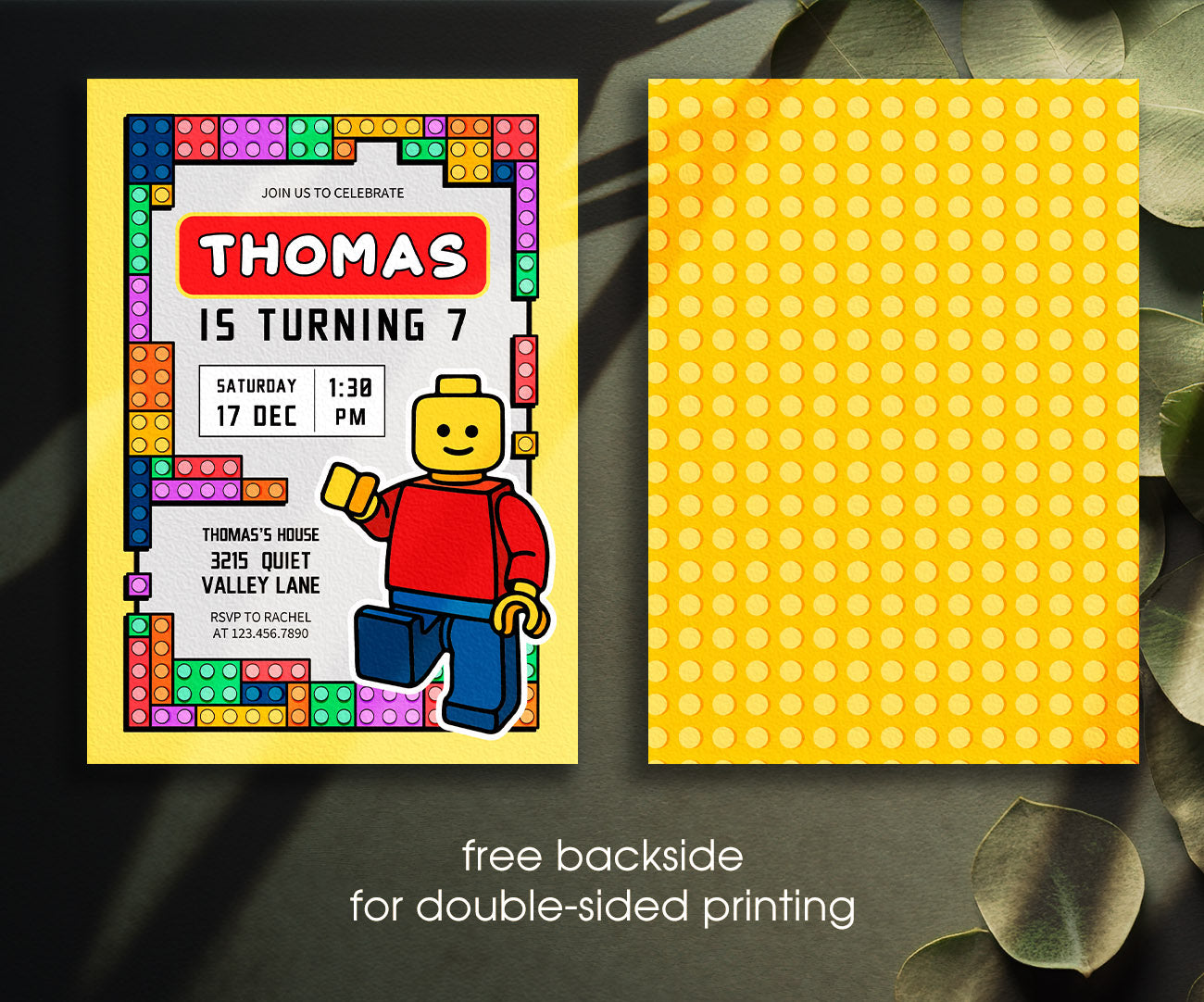 Lego Minifigures customizable invitation template | Share or Print | NH016