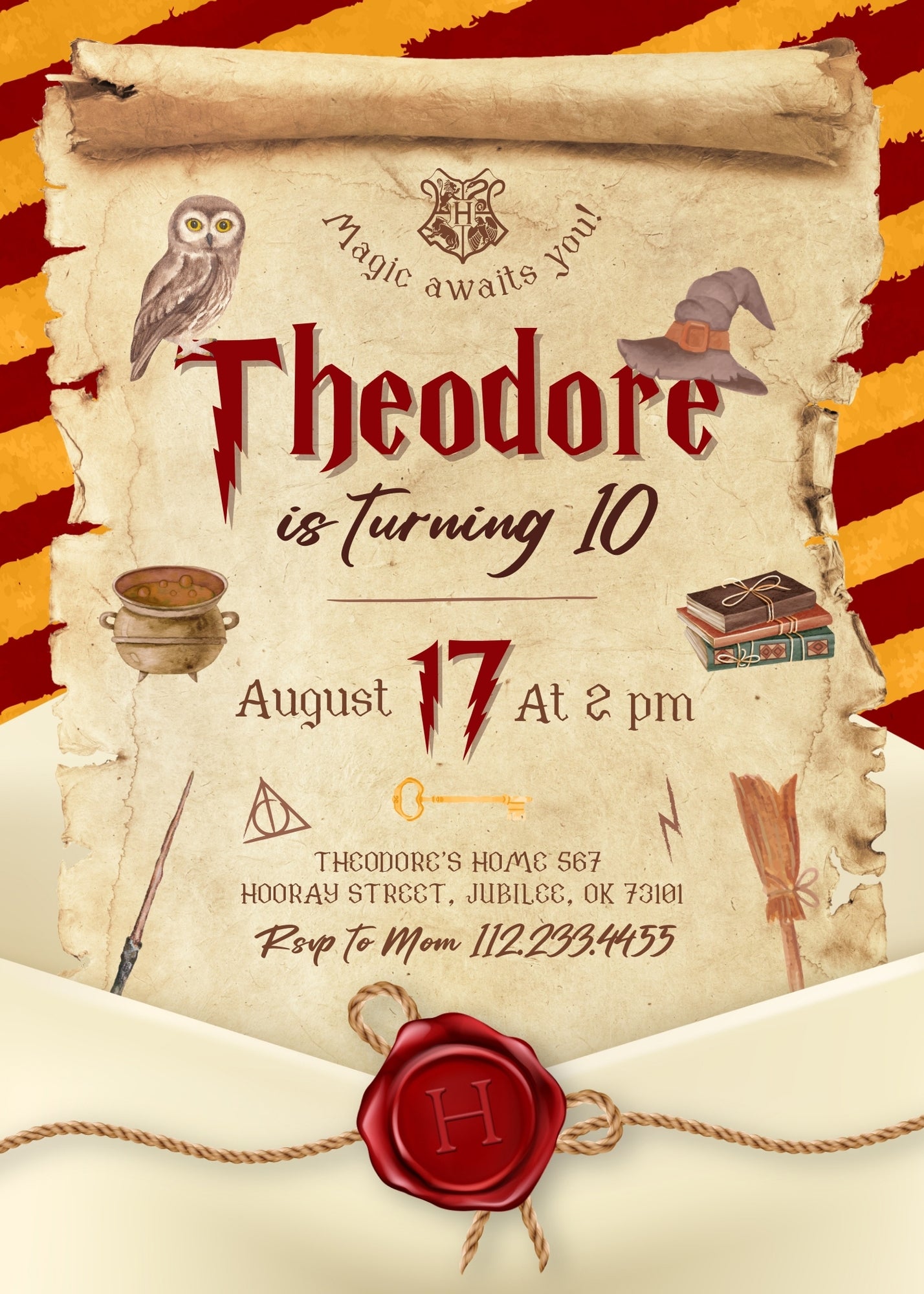 Harry Potter customizable invitation template | Share or Print | DT196