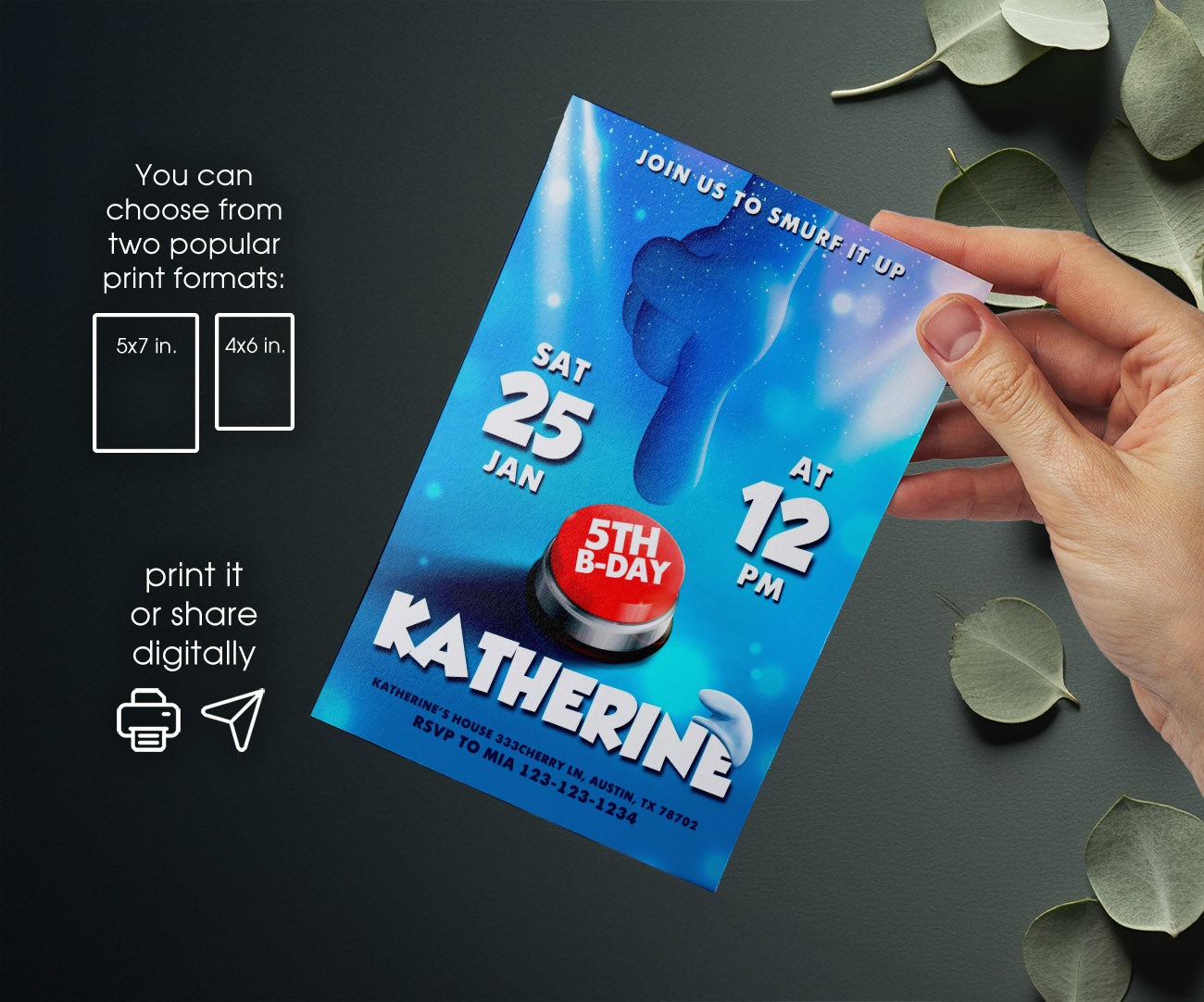 Smurfs customizable invitation template | Share or Print | QK941