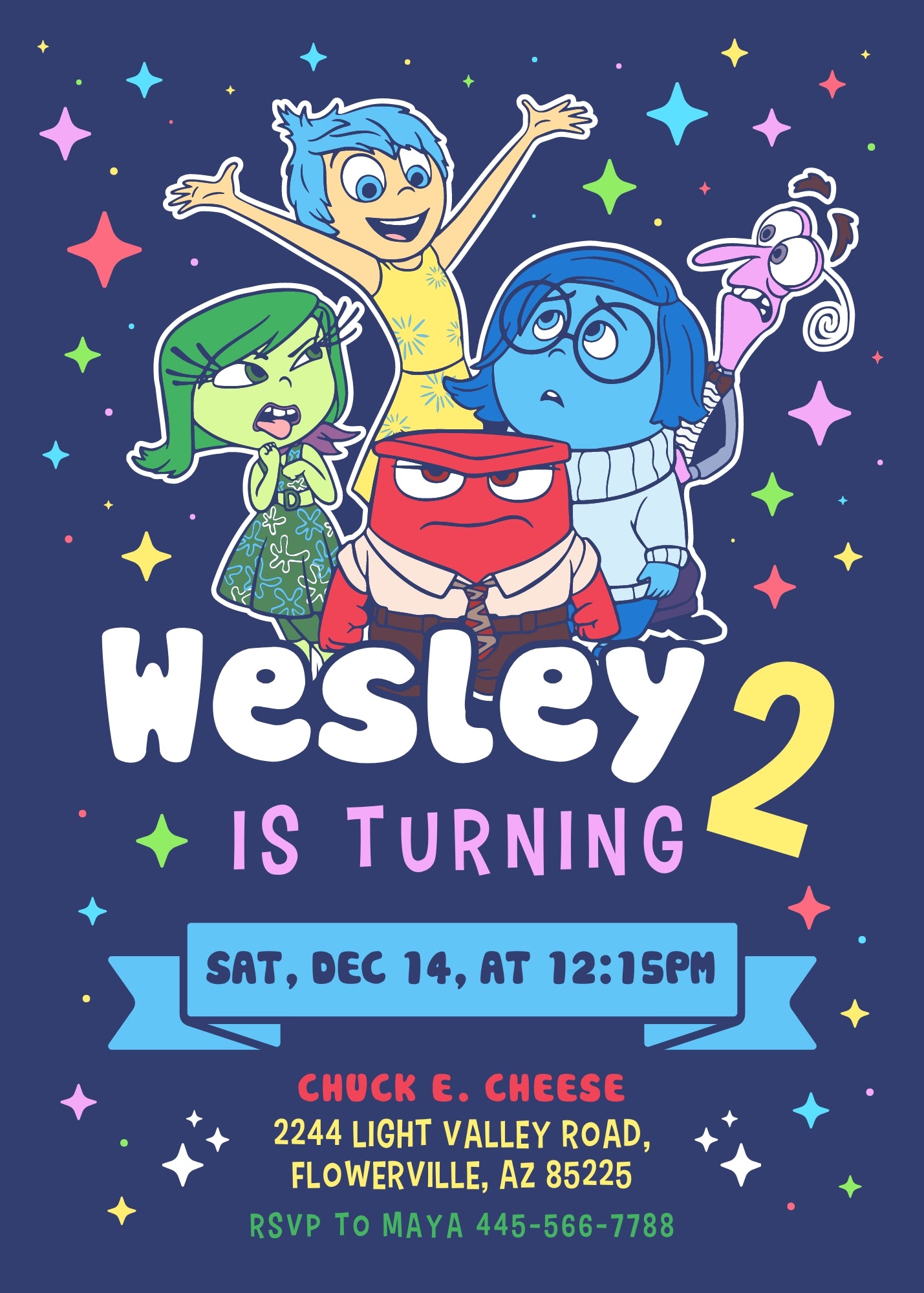 Inside Out 2 customizable invitation template | Share or Print | QN647