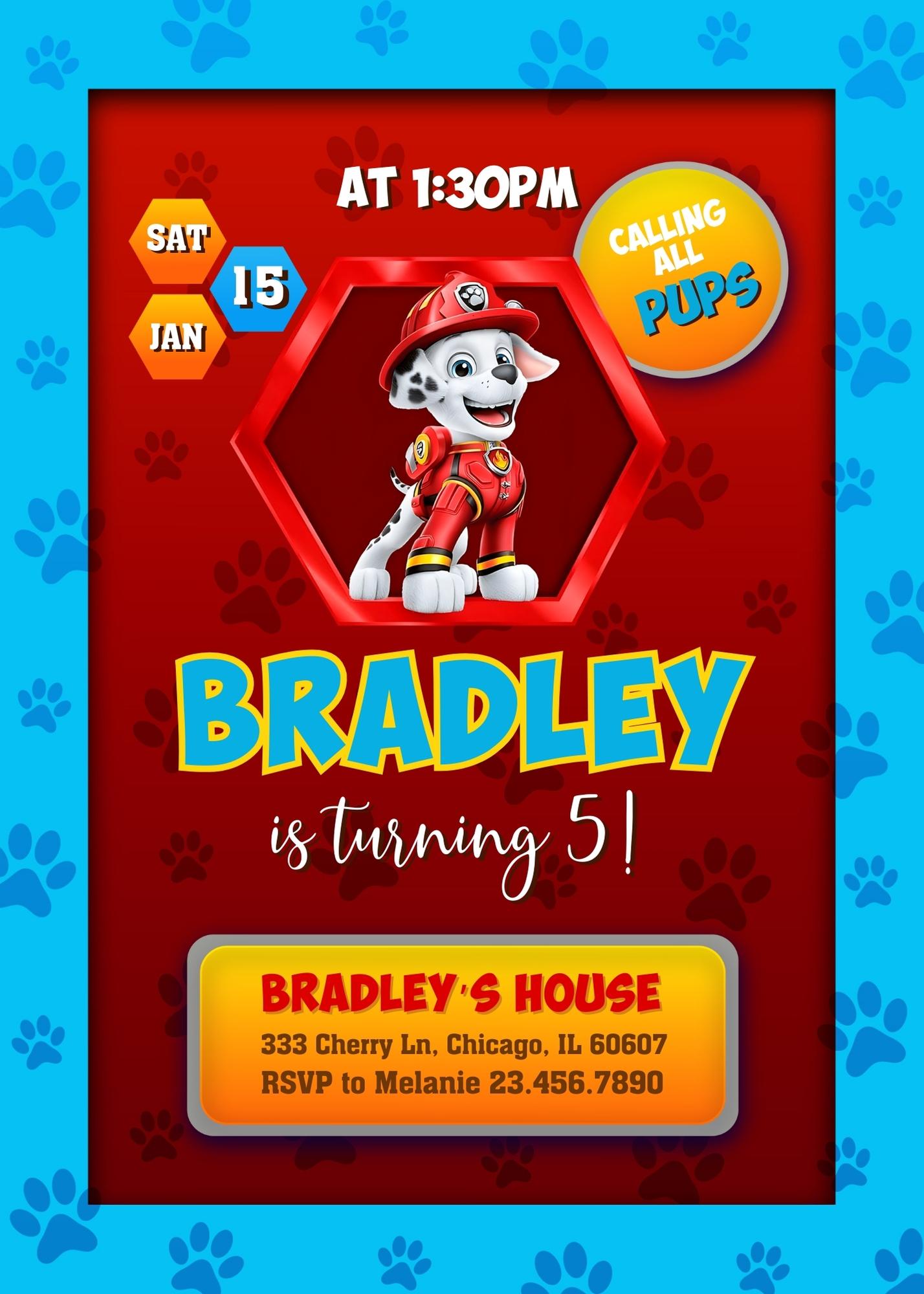 PAW Patrol customizable invitation template | Share or Print | QS250