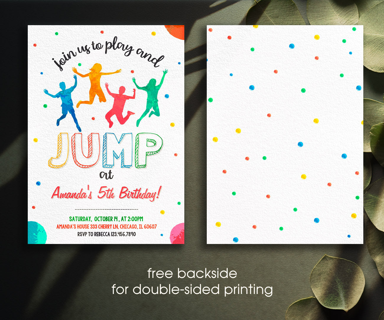 Trampoline Jump Party customizable invitation template | Share or Print | IB543