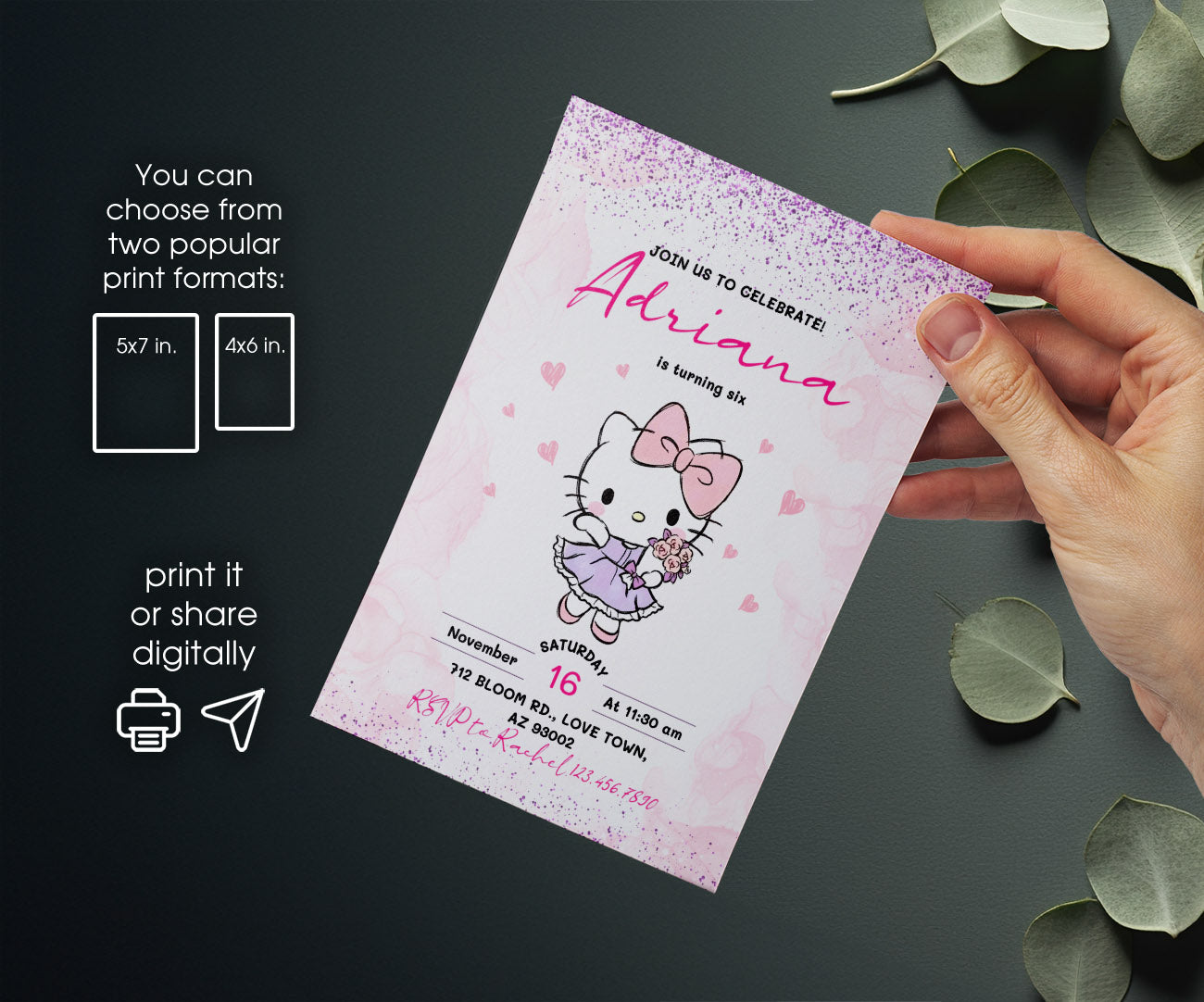 Hello Kitty Sanrio customizable invitation template | Share or Print | IK726