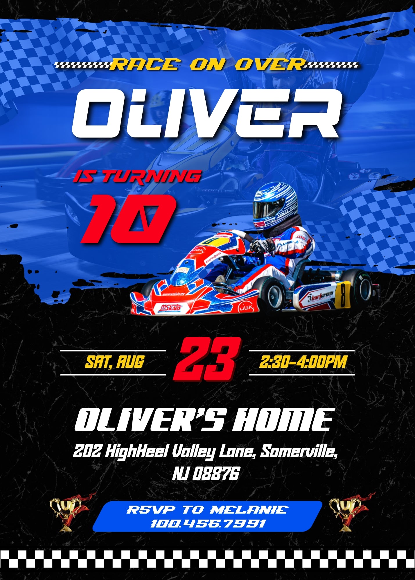 Go Kart Karting Racing customizable invitation template | Share or Print | boy | EJ777