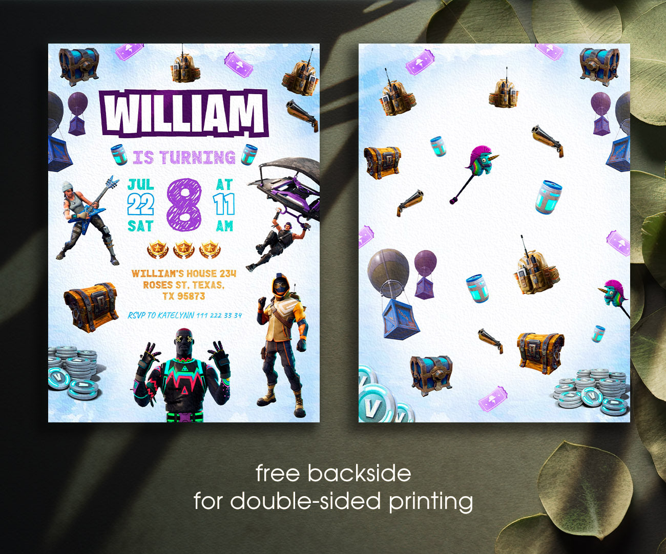 Fortnite Gamer customizable invitation template | Share or Print | boy | YG265