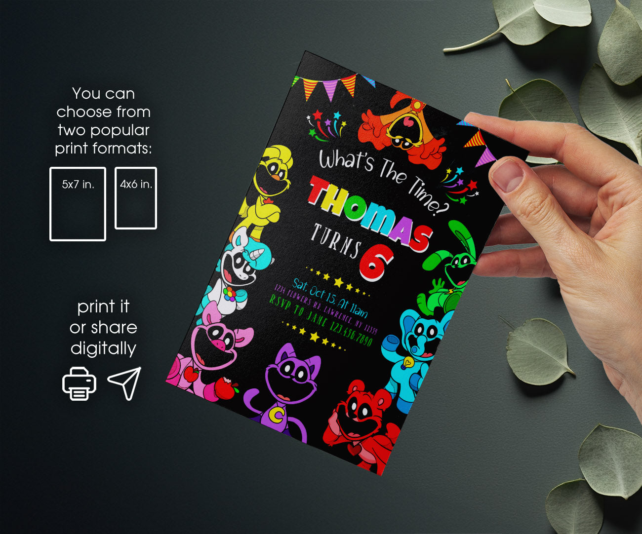 Smiling Critters customizable invitation template | Share or Print | NR180