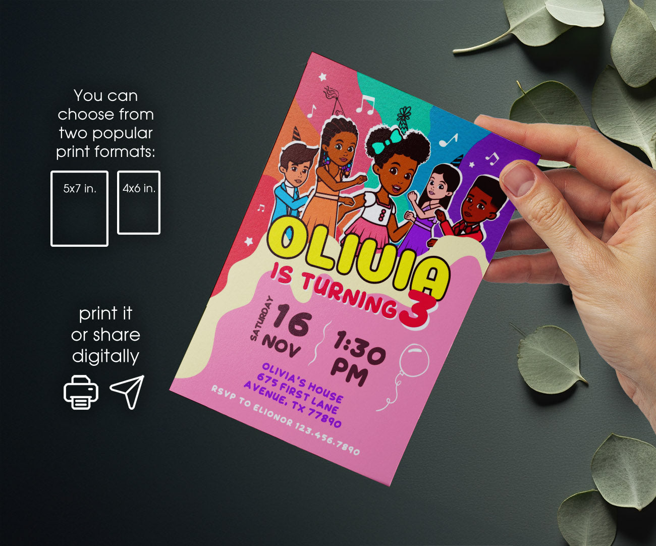 Gracie's Corner Music customizable invitation template | Share or Print | girl | SO337