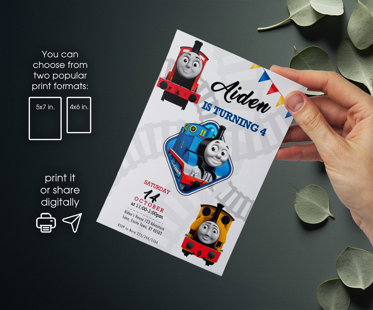 Thomas Train & Friends customizable invitation template | Share or Print | VD405