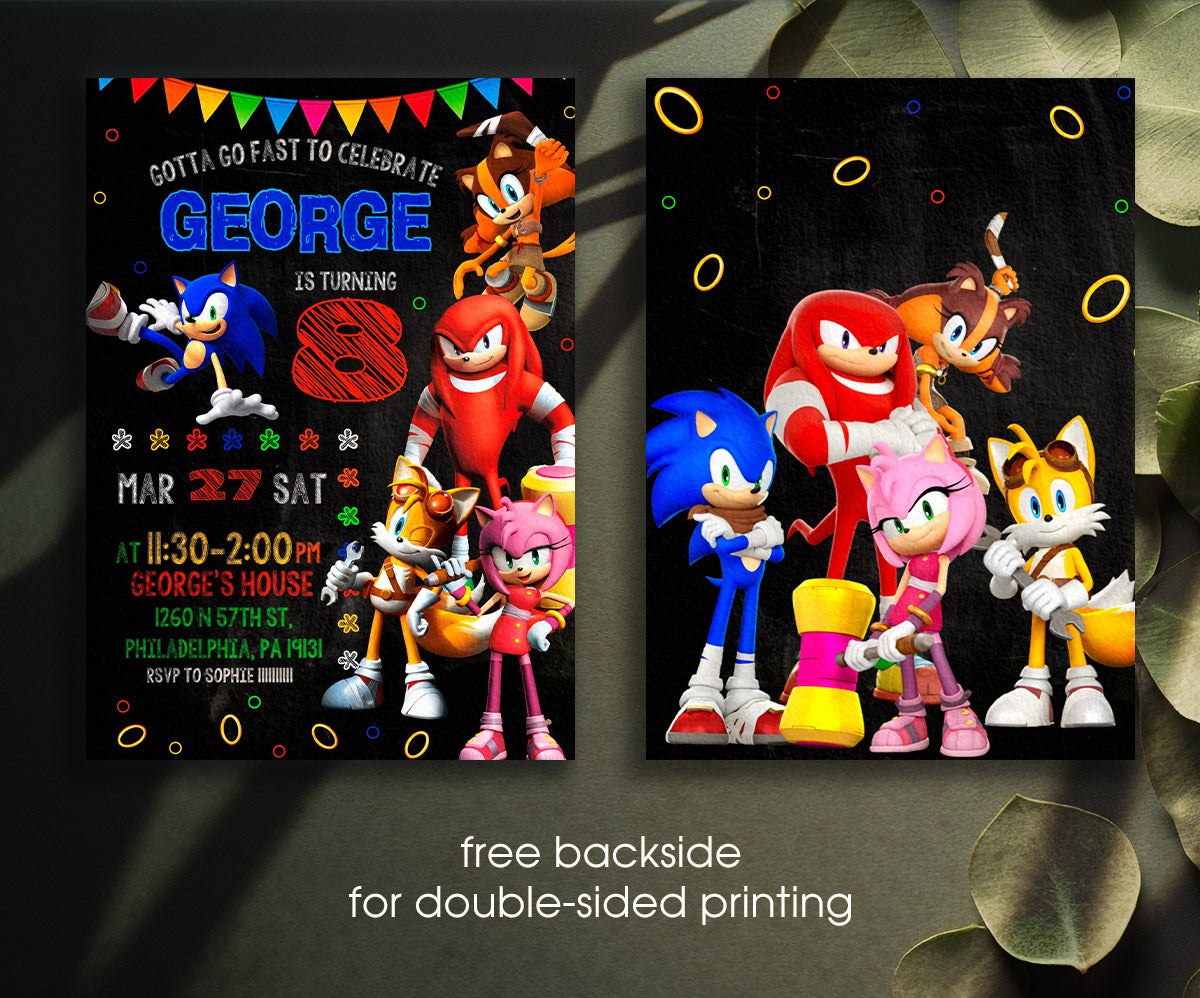 Sonic the Hedgehog customizable invitation template | Share or Print | FK383