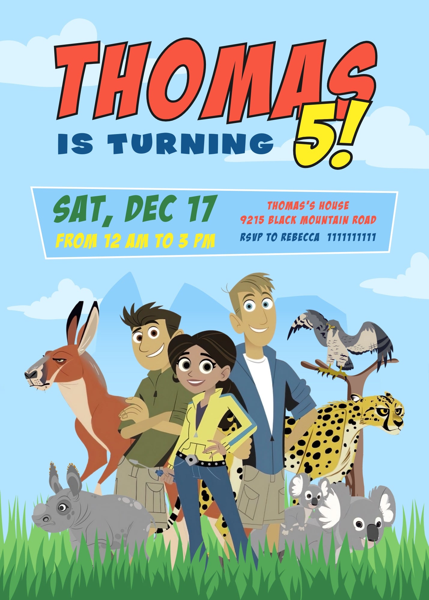 Wild Kratts Creature Hero customizable invitation template | Share or Print | ZM454