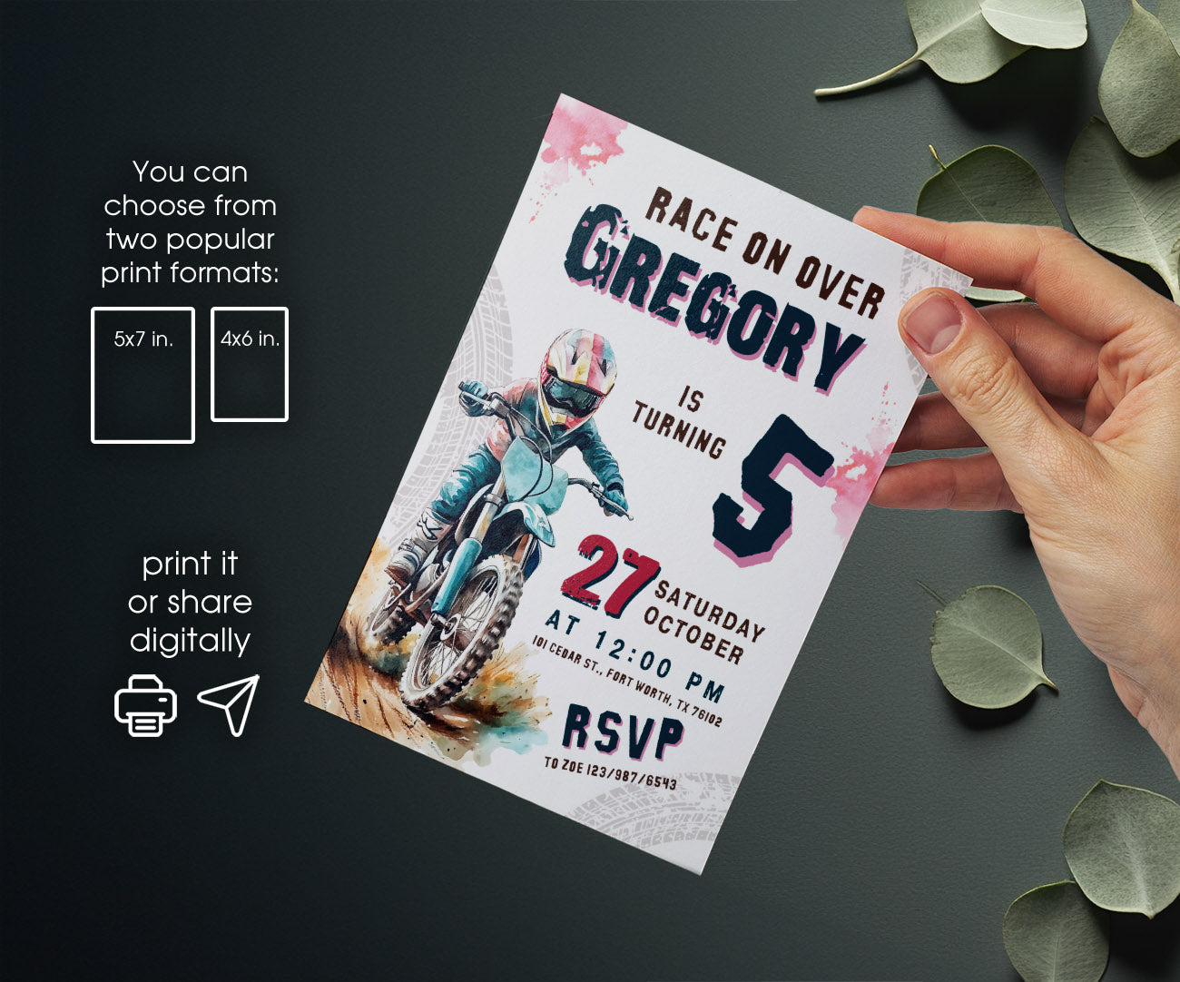 Motocross Extreme customizable invitation template | Share or Print | YD460
