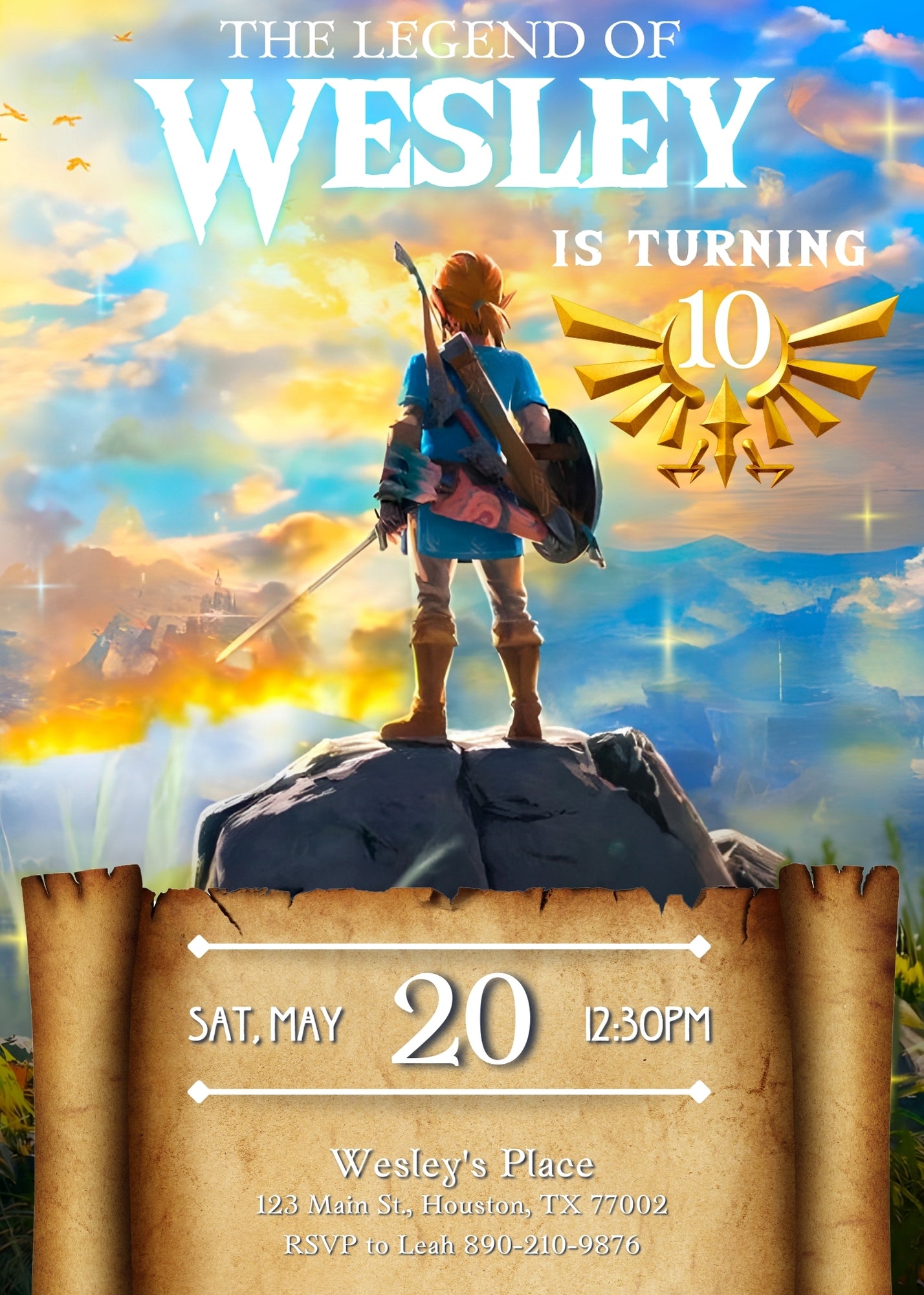 Legend of Zelda Gamer customizable invitation template | Share or Print | CL552