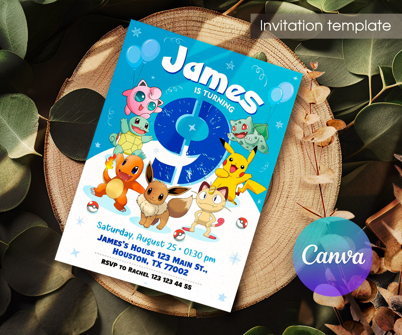 Pokemon Pikachu customizable invitation template | Share or Print | SX297