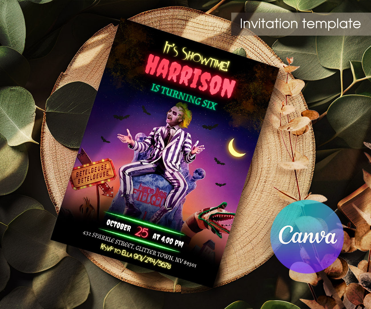 Beetlejuice Halloween customizable invitation template | Share or Print | BT318