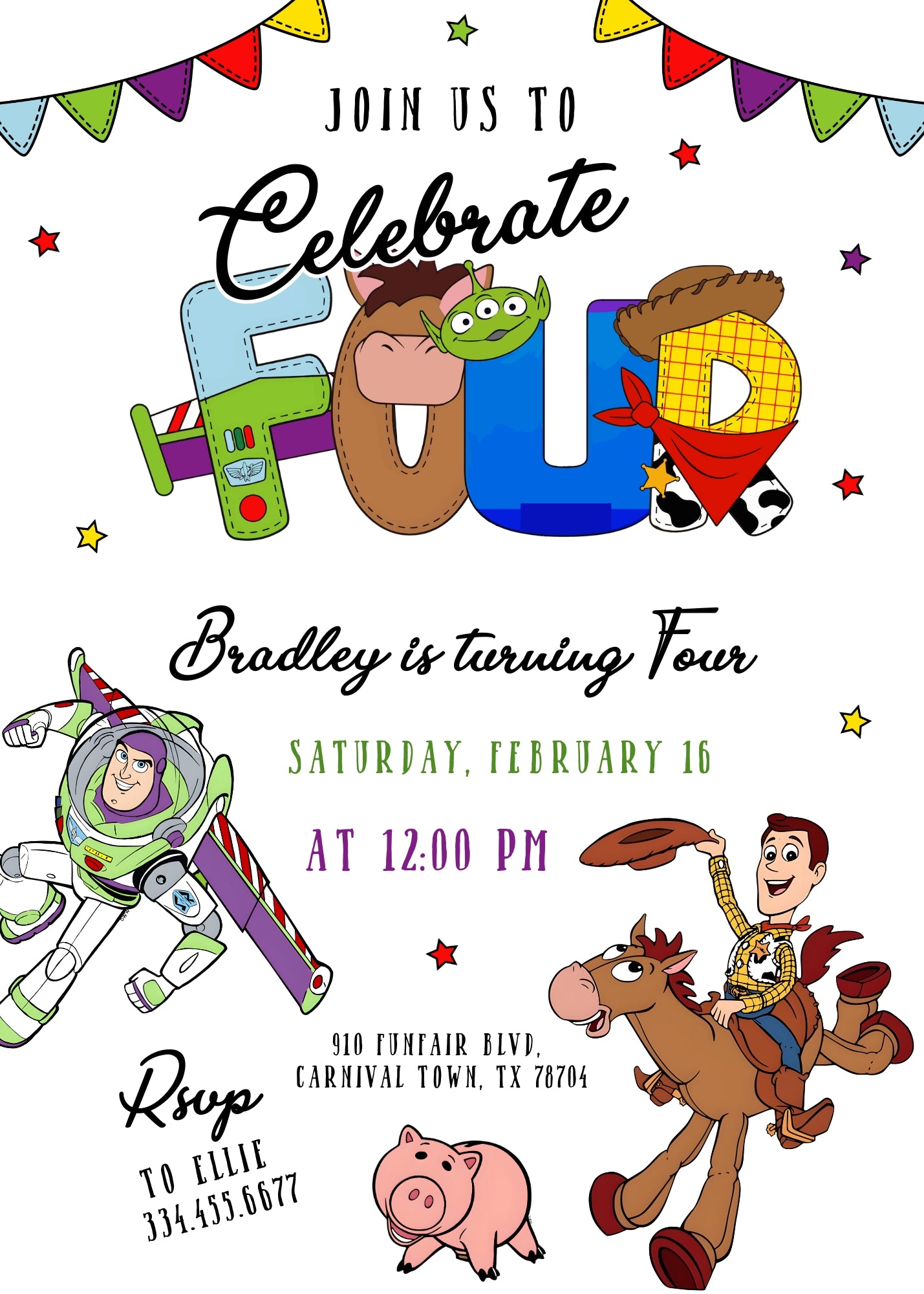 Toy Story Woody customizable invitation template | Share or Print | FT248