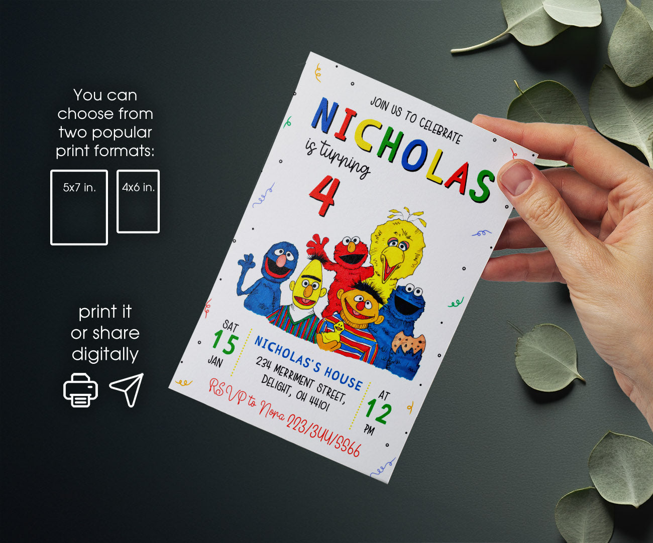Sesame Street customizable invitation template | Share or Print | LR830