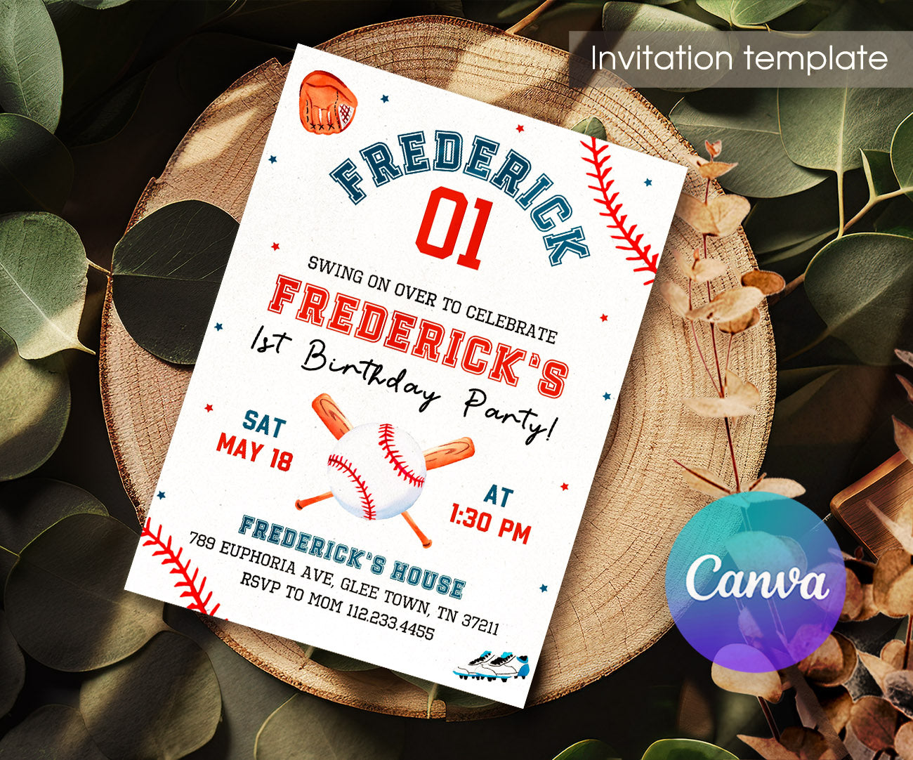 Baseball MLB Sport customizable invitation template | Share or Print | boy | XV378
