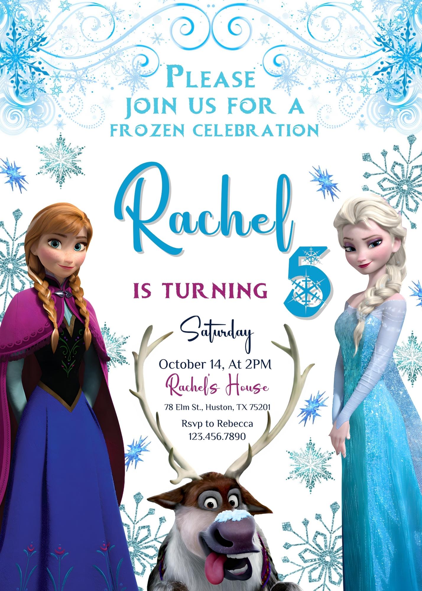 Frozen Elsa customizable invitation template | Share or Print | girl | HB585