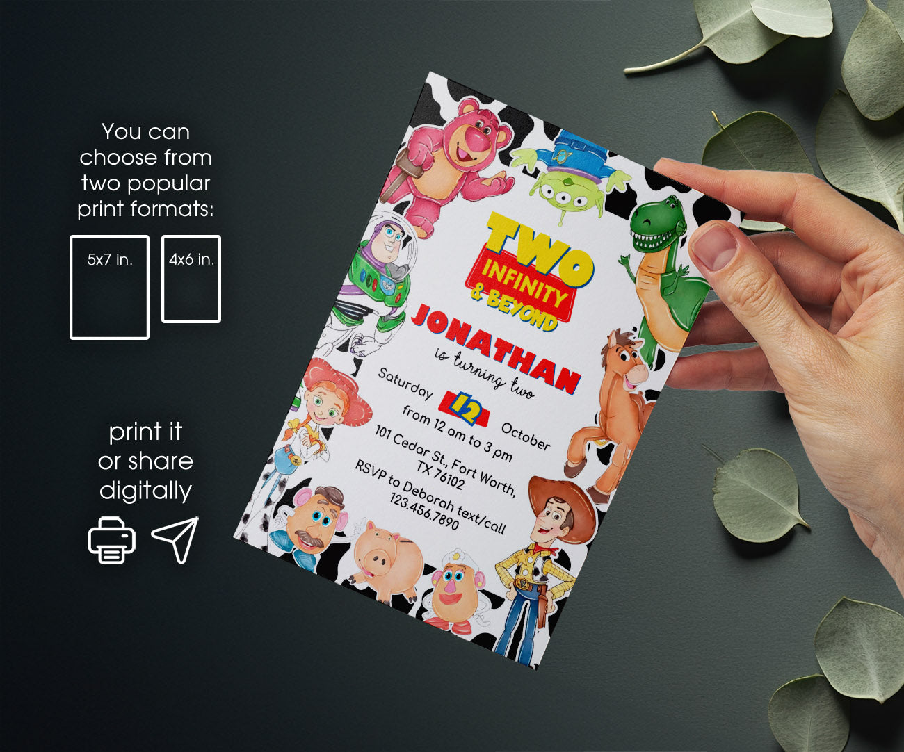 Toy Story Woody customizable invitation template | Share or Print | QM050