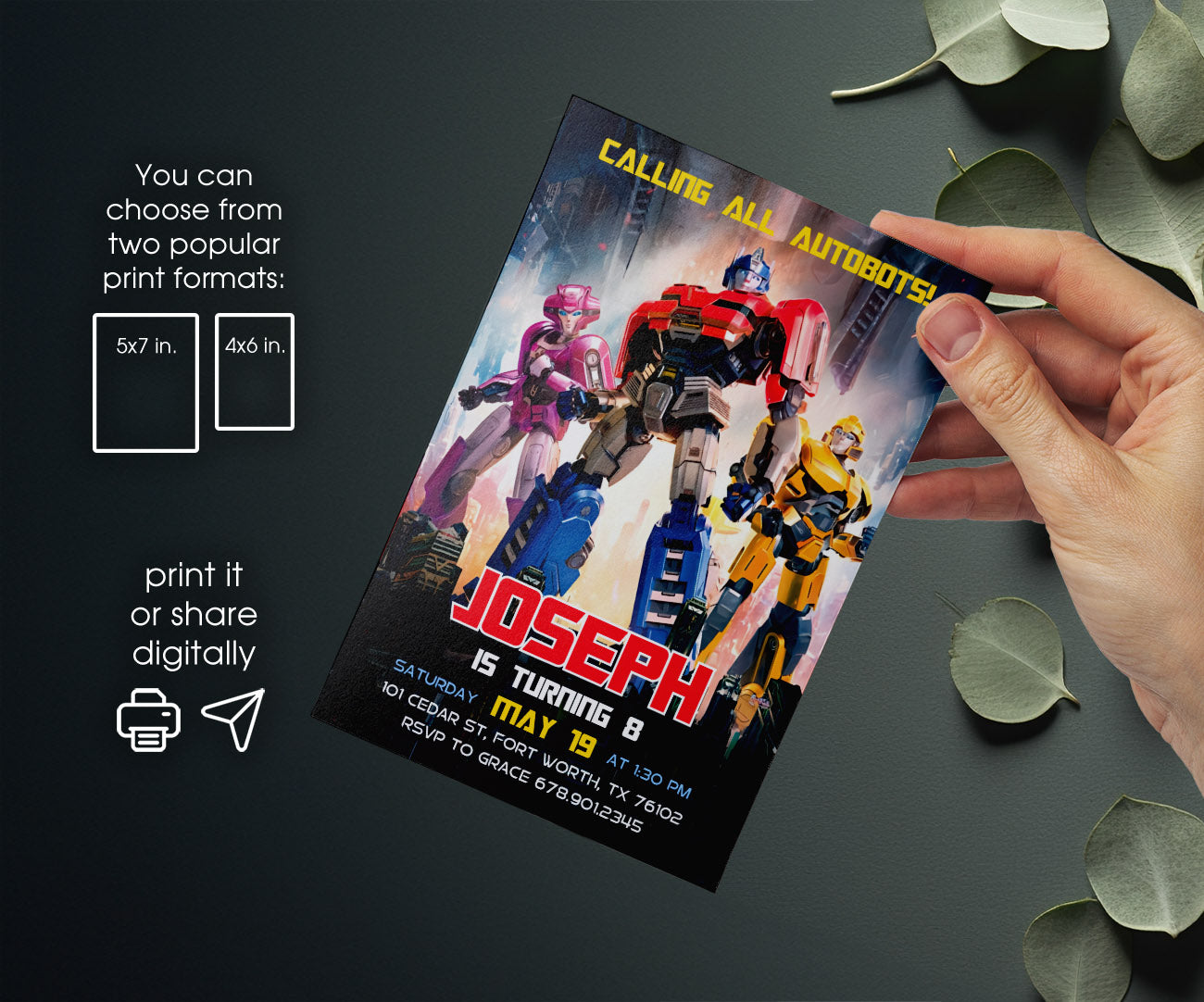 Transformers Rescue Bots customizable invitation template | Share or Print | boy | SV660