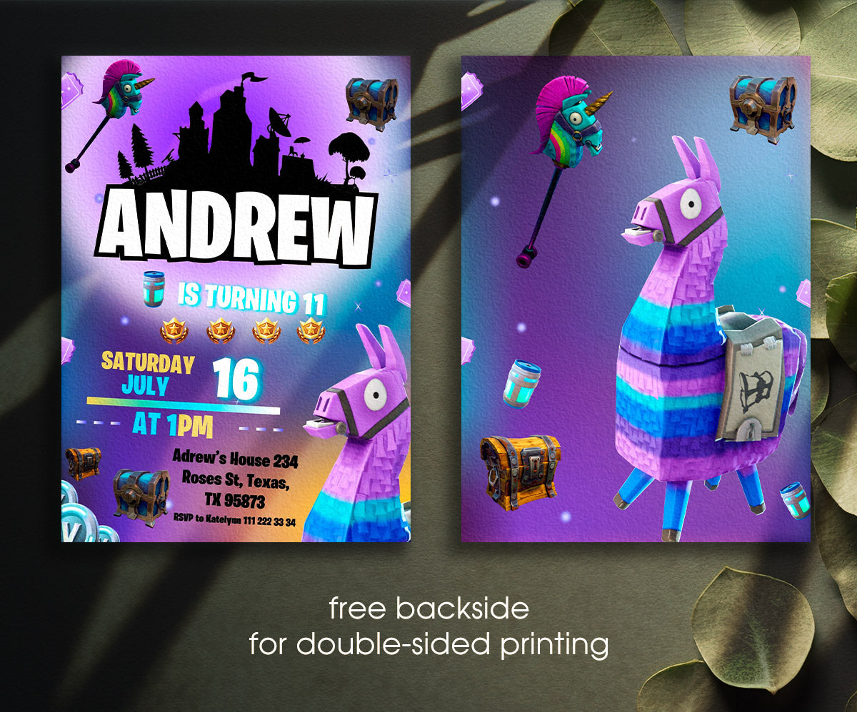 Fortnite Gamer customizable invitation template | Share or Print | boy | NW927